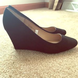 Black suede wedges